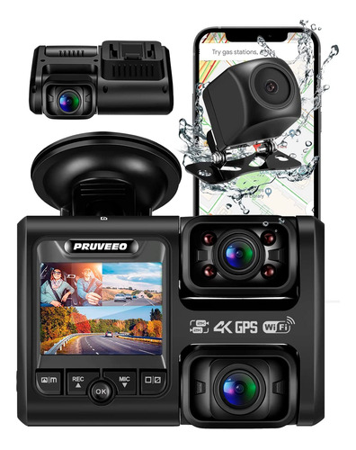 Dashcam Para Vehiculo Pruveeo Wifi Gps, 512 Gb Max, D30-3ch