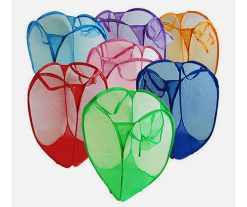 Imagen 9 de 9 de Canasto Malla Para La Ropa Plegable Lavandería Organizador