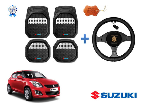 Tapetes 3d Logo Suzuki + Cubre Volante Swift 2012 A 2017