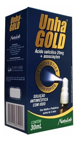 Unha Gold Solução Antimicótica Com Iodo Spray 30ml Natulab