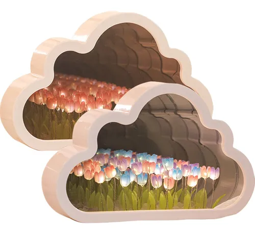 comprar 2pcs Nubes Flor De Tulipán Luz Nocturna Led Espejo