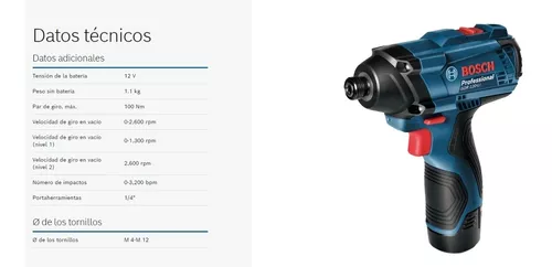 Atornillador de Impacto 1/4 12V GDR 120-LI + Taladro Atornillador 3/8 12V  GSR