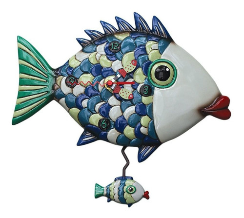 Allen Designs Reloj Pared Pendulo Caprichoso  Fishy Lips 