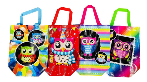 Pack 12 Bolsa Reutilizable Búho D Compras Regalo 35x26cm