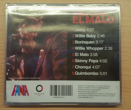 Imagen 2 de 3 de Cd Salsa Willie Colon & Héctor Lavoe - El Malo Jibarito Disc
