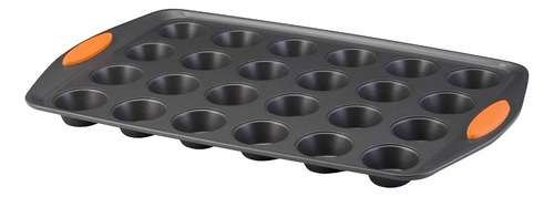 Molde Para Muffins Con 24 Cavidades Asas De Silicona Naranja Gris Oscuro