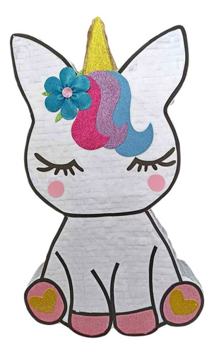 Piñata Genérica Unicornio Blanco Unicornio Geométrico Grande