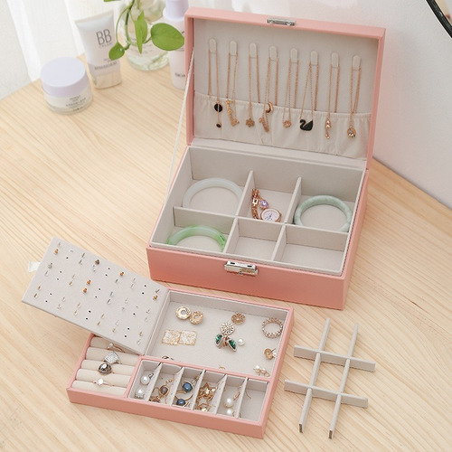 Imagen 4 de 6 de Joyero De Cuero Doble Caja De Regalo Perfecta Con Cerradura