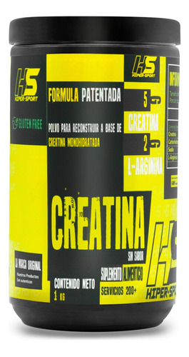 Creatina Monohidratada Hs 1kg 200 Servicios Hiper Sports Sabor Mango