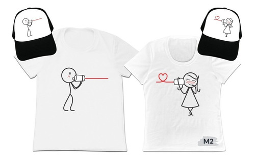 Camiseta Mas Gorra Set 2 Pajeras Enamorados Novios Esposos