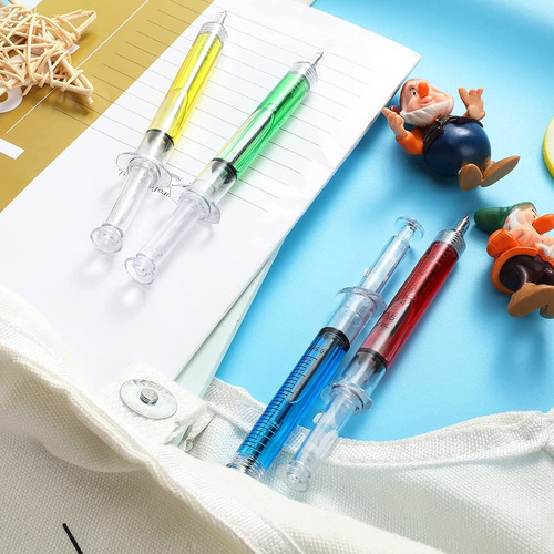 36 Pieces Syringe Ballpoint Pens Multi Colors Syringe Pen Re