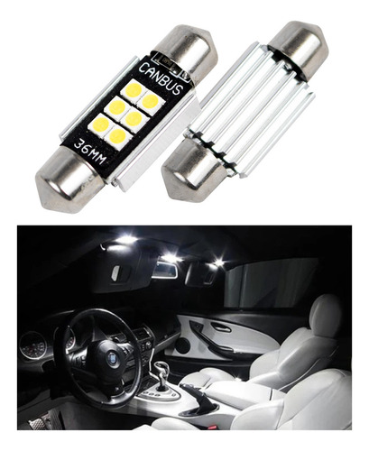 Set 10 Focos Led Luz Interior Placa Ft 36 Mm Canbus Potentes