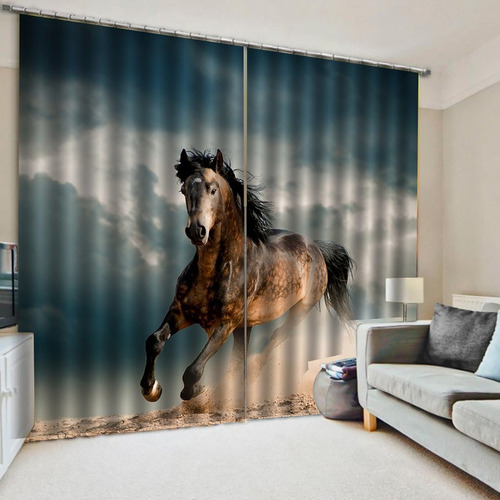 Indow - Cortina Para Cojín, Diseño De Caballo, 150 X 166 C