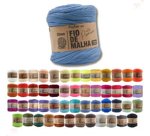 Fio De Malha Extra Premium Fischer 25mm 140m Diversas Cores Cor Azul Mar