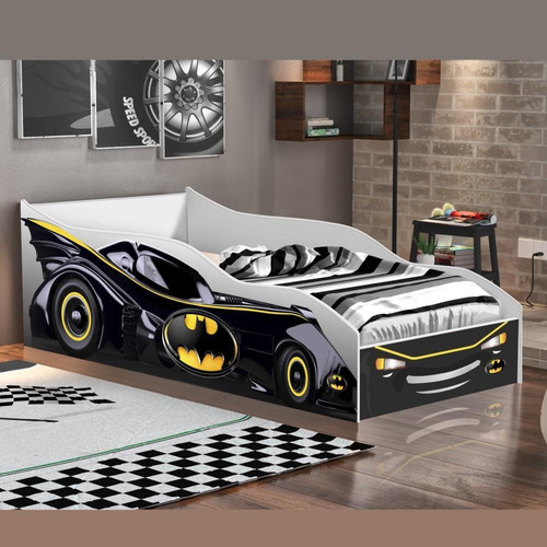 Cama Infantil Carro Solteiro Menino Carrinho Batman Preto