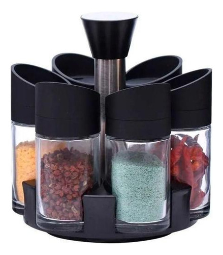 Porta Temperos Giratório Com Potes Acrilico 6 Peças