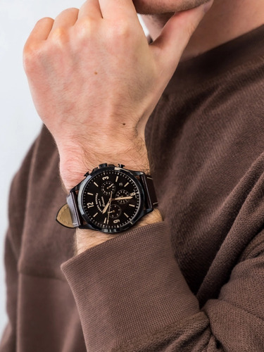 Reloj Fossil Forrester Chrono Fs5608 Café Negro De Caballero