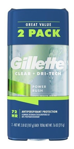 Gillette Desodorante Power Rush Gel 107grs. 2pack