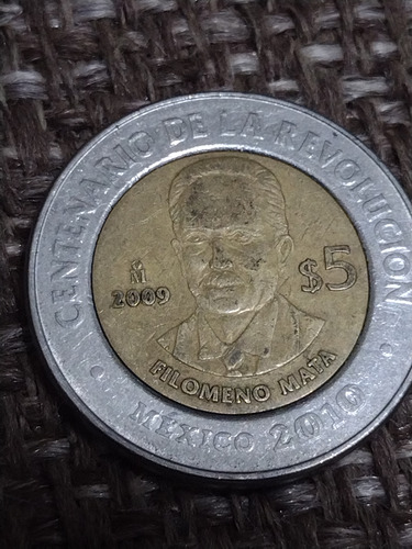Moneda 5 Pesos, Filomeno Mata. (Usado)