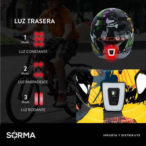 Imagen 6 de 10 de Cascos Bicicletas Niños Luz Trasera Usb Aplique Para Camara