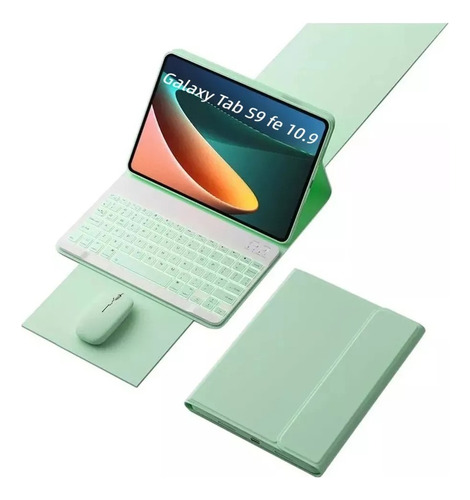 Funda De Teclado Y Ratón Iluminada Para Galaxy Tab S9 Fe 10.