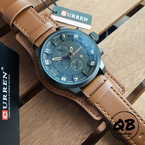 Imagen 4 de 7 de Reloj Grande Curren Hombre Malla Simil Cuero Gran Presencia