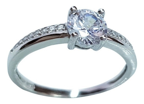 Anel Feminino Solitário Noivado Pedra Zirconia Prata 925