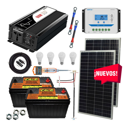 Kit Solar 1100 Watts Cale Inversor 600w Onda Pura, Pwm Disp.