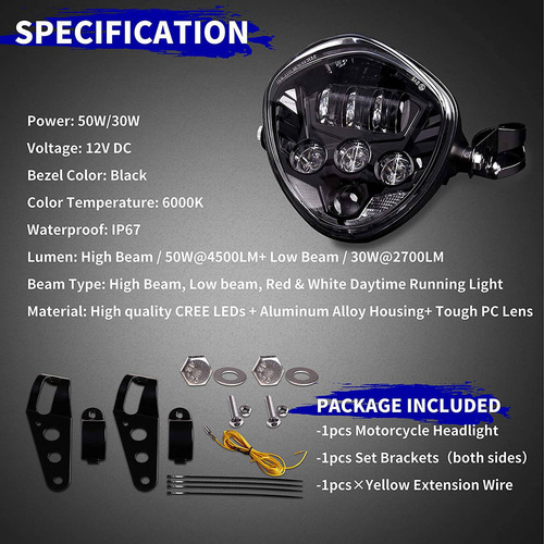 Led Universal De 7 Pulgadas Con Clip De Soporte For Yamaha