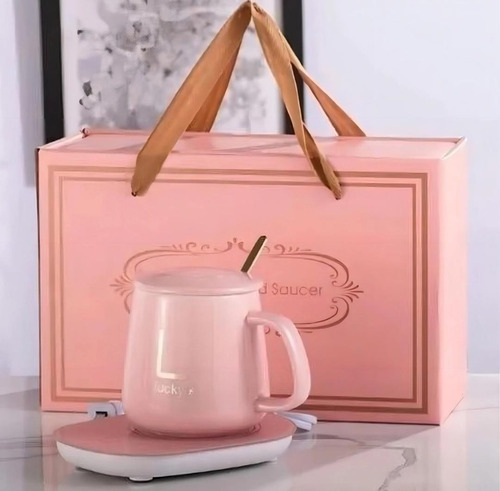 Tazón Con Calentador - Set X2 Práctico Y Moderno Rosa