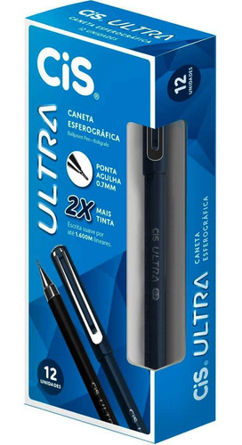 Caneta Esferográfica Cis Ultra 0.7mm Azul 12 Unidades