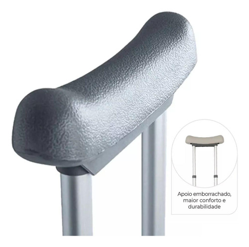 Par Muleta Universal Axilar C Ajuste Alumínio 130kg Dellamed