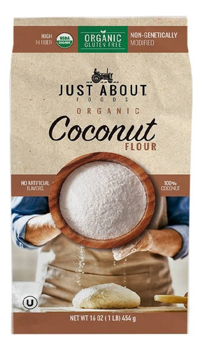 2 Pza Harina Just About Foods De Coco Orgánica 454 Gramos