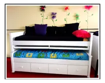 Comprar Cama Nido  Doble Con 4 Cajones Y 2 Bandejas De Escritorios