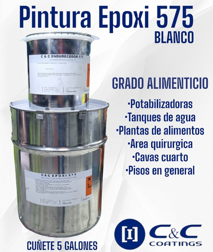 Pintura Epoxica Grado Alimenticio Blanco 100% Solidos Cuñete