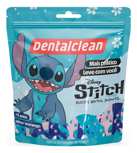 Kit 2 Flosser Fio Dental Haste Stitch Infantil Dentalclean