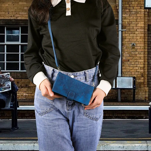 A Funda De Piel Tipo Cartera Con Estampado De Bandolera