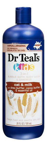 Gel De Baño Y Champú, Avena Y Leche 3 En 1, Dr Teal's 20 Oz