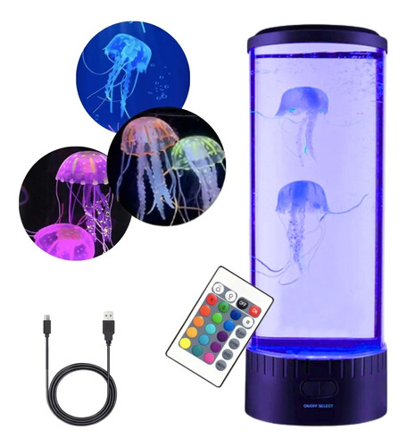 Lampara De Mesa Escritorio Led Medusas Para Noche 