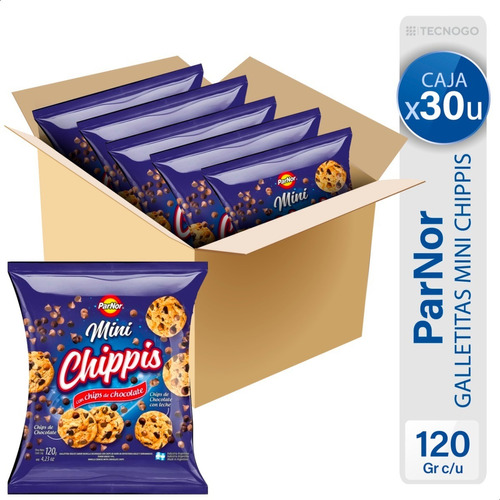 Caja Galletitas Mini Chips Chocolate Parnor Chippis Pack