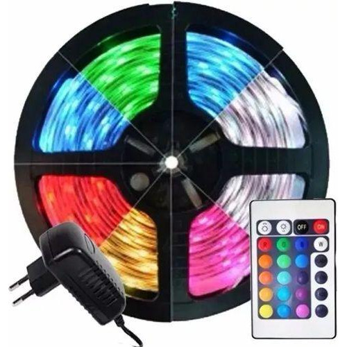 Kit Fita De Led Rgb De 5 Metros + Controle 24 Teclas + Fonte