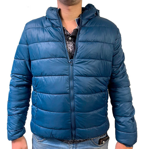 Campera Inflable Termica Hombre Interior Corderito Capucha