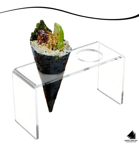 comprar Suporte Pizza Cone Temaki Sorvete Doce Batatas Mesa 2 Furos Cor Transparente