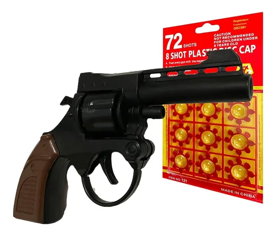 Arma De Brinquedo Revólver De Espoleta + 1 Cartela 72 Shot