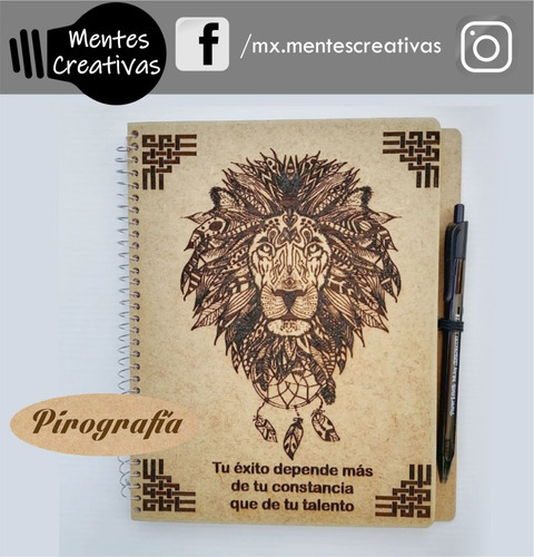 Libreta Personalizada En Madera Mdf Cabeza De León