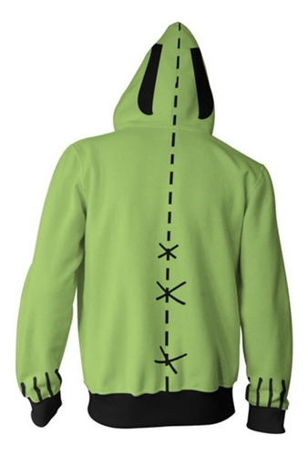 Invasor Zim Sudadera Con Cremallera Disfraz De Cosplay Verde