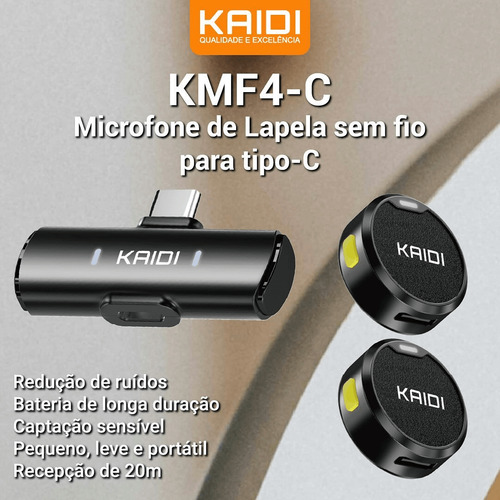 Microfone Lapela Com Imã Tipo C Anti Ruido Redondo Kaidi Cor Preto Preto
