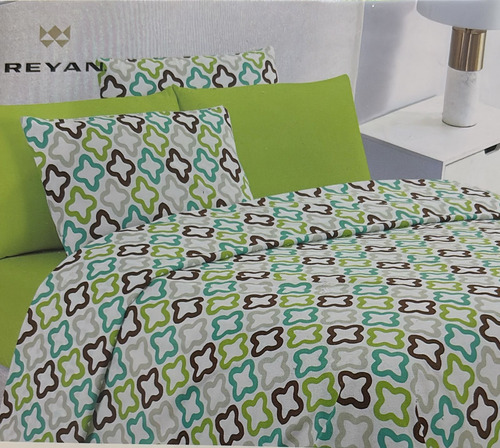 Sabana Bamboo 25000 Hilos Plus King Size 6 Pzs Verde Estampado