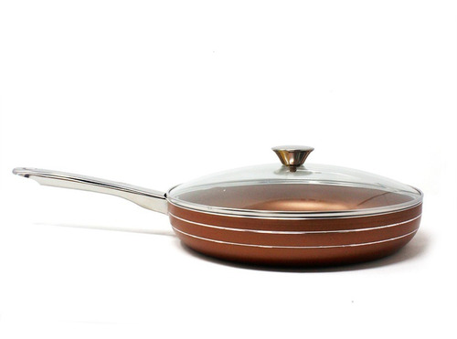Sartén 28 Cm Cobre Int/ext Con Tapa De Vidrio Lamex 6660-6