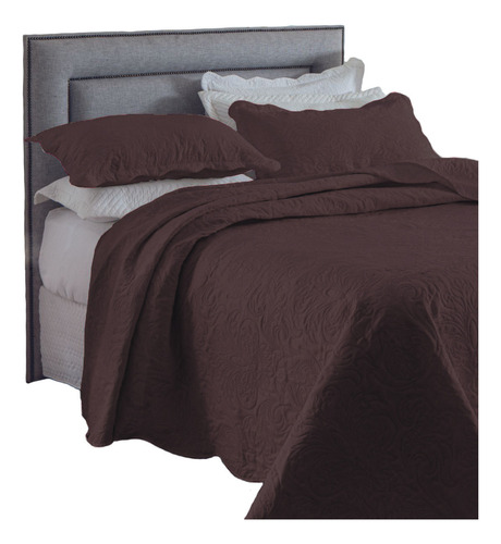 Cobre Leito Queen Size Bouti 3 Peças Colcha Cama Box Queen Cor Marrom